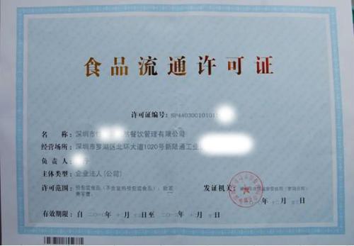 上海遗失食品流通许可证